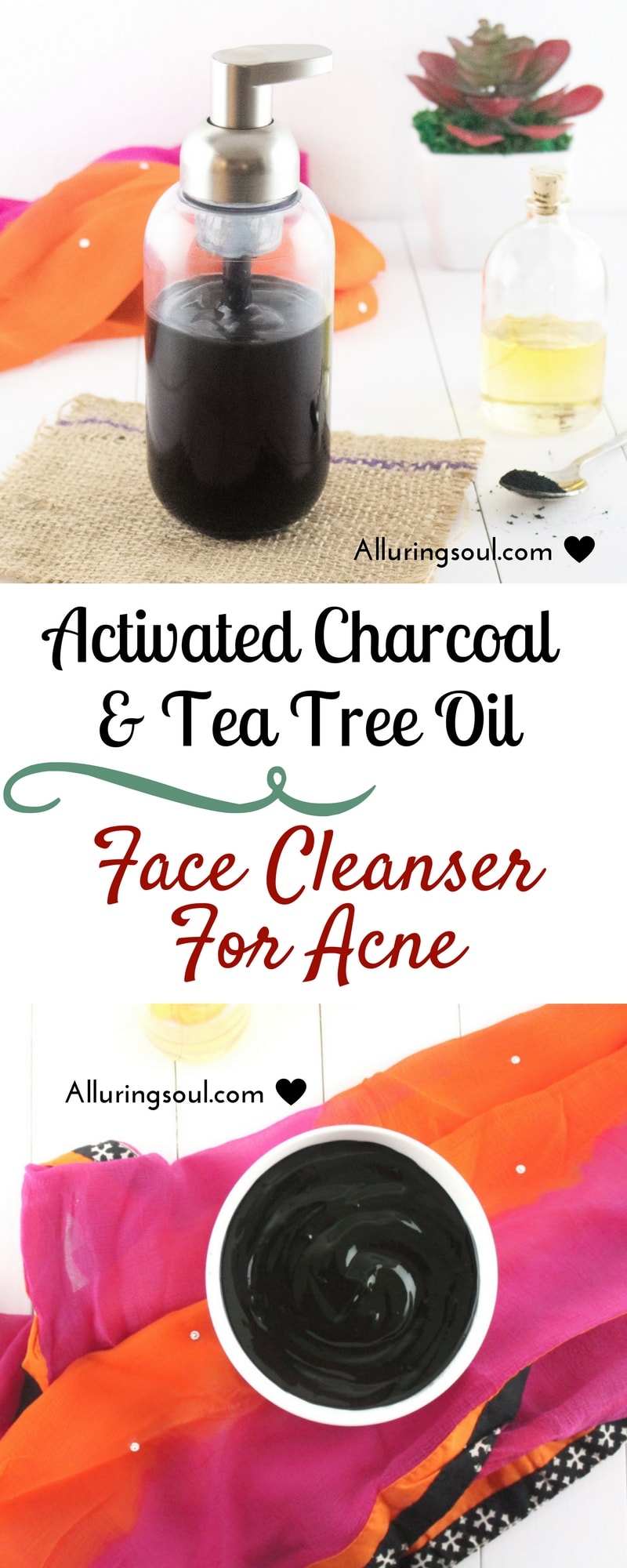 Activated Charcoal & Tea Tree Oil Face Cleanser For Acne