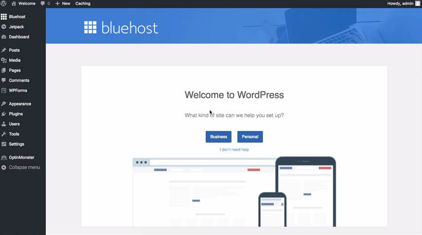 bluehost_wordpress_dashboard