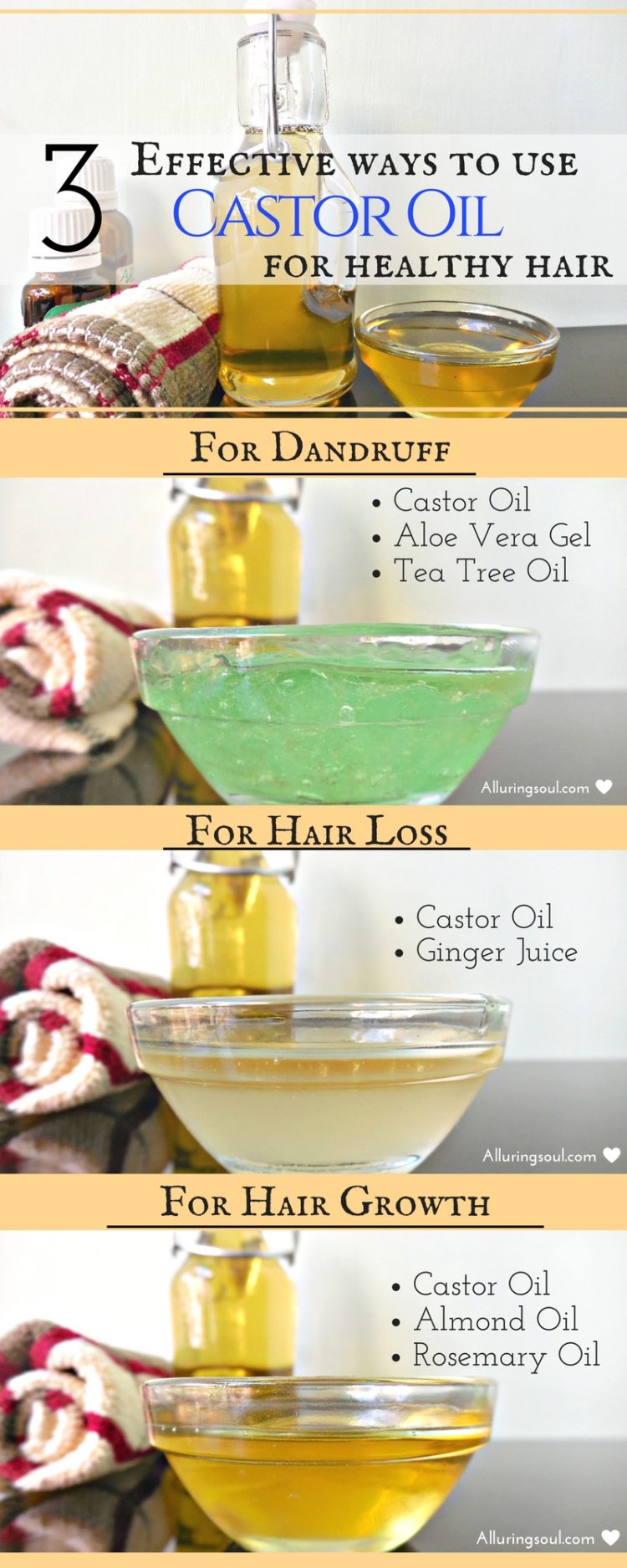 Top 3 Ways To Use Castor Oil For Hair Growth, Dandruff And Hair loss