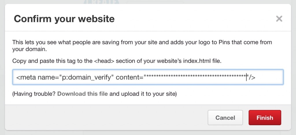 pinterest-confirm-website