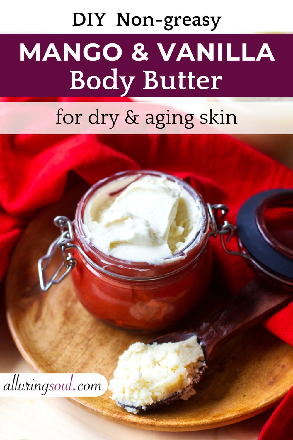 DIY Whipped Mango & Vanilla Body Butter for Dry Skin (Non-greasy Recipe)