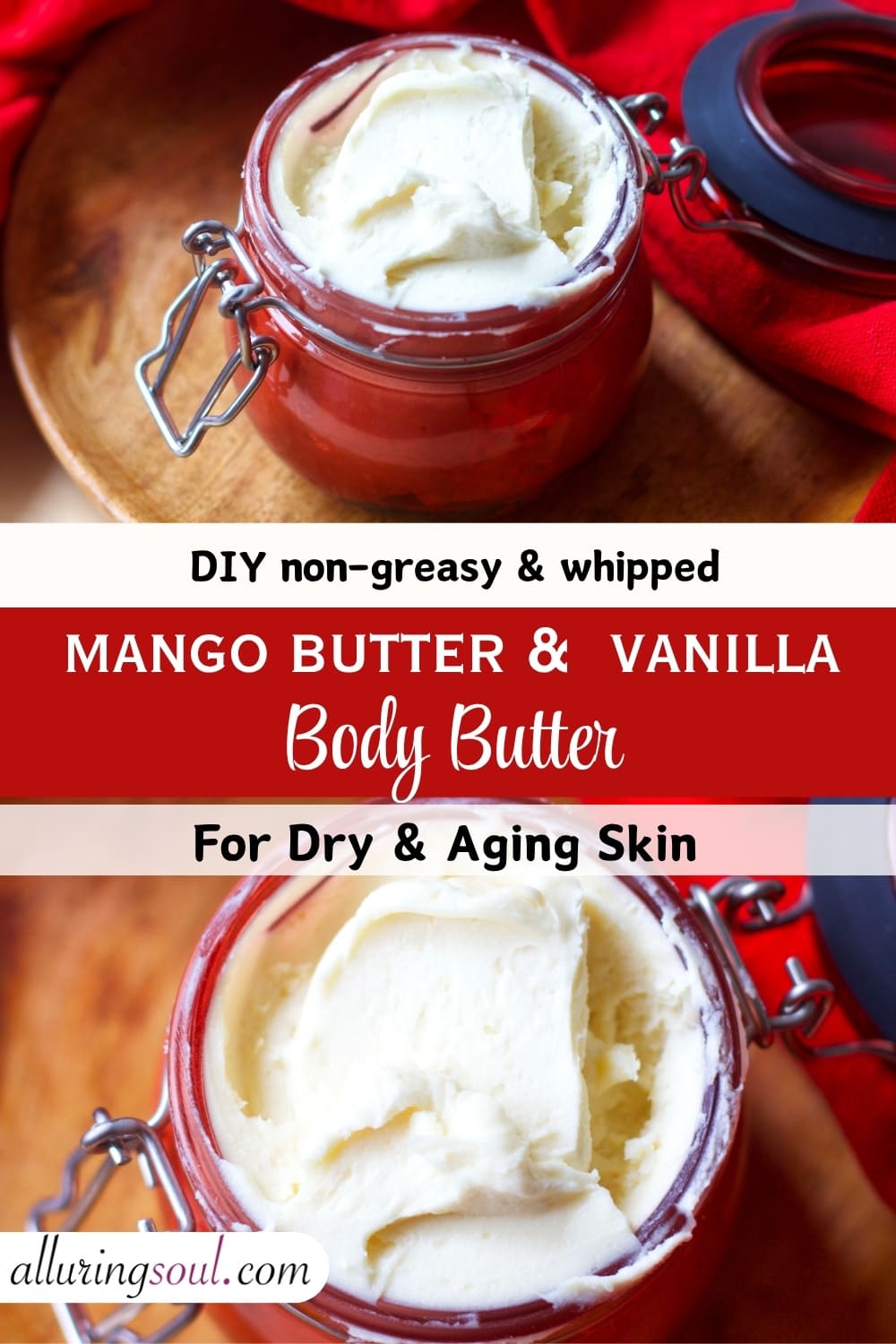 DIY Whipped Mango & Vanilla Body Butter for Dry Skin (Non-greasy Recipe)