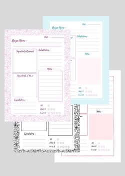 6 Printable recipe binder templates